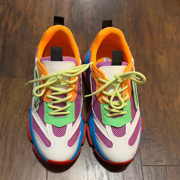 STEVE MADDEN Possession Chunky Lace Up Sneaker In Blue Multi Colored 10 - Picture 2 of 11